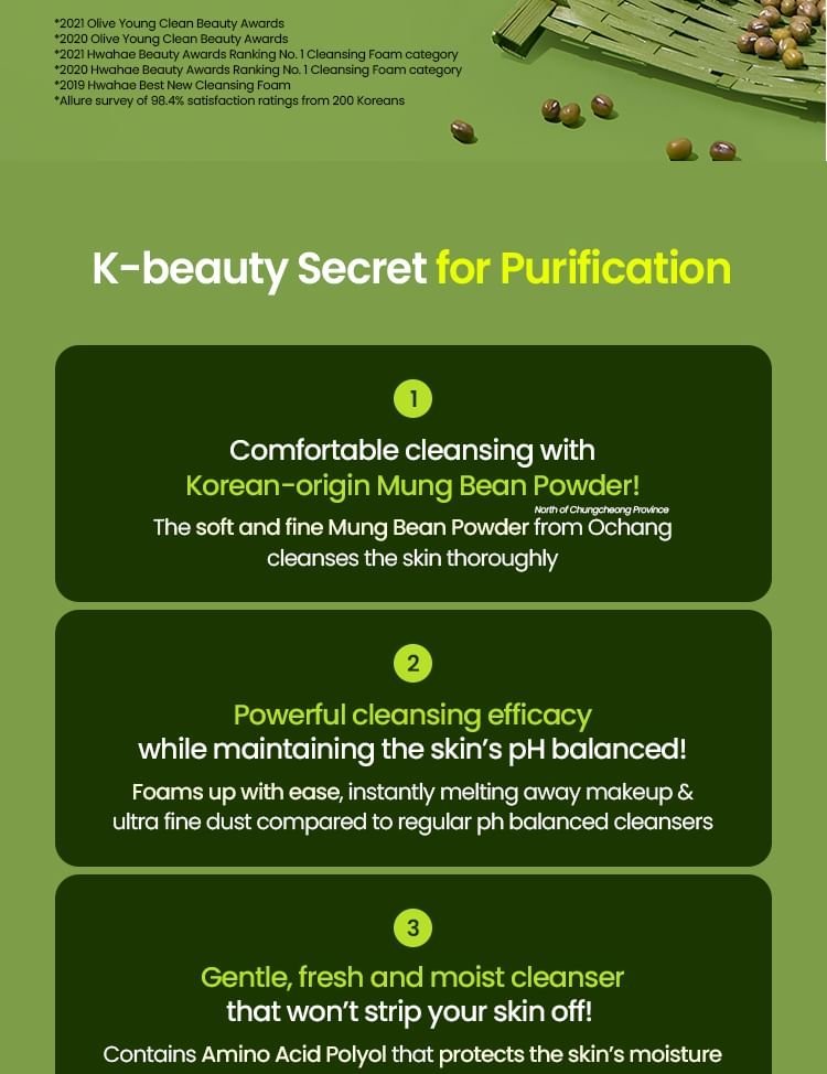 beplain - Mung Bean Ph-balanced Cleansing Foam 80ml - Image 3